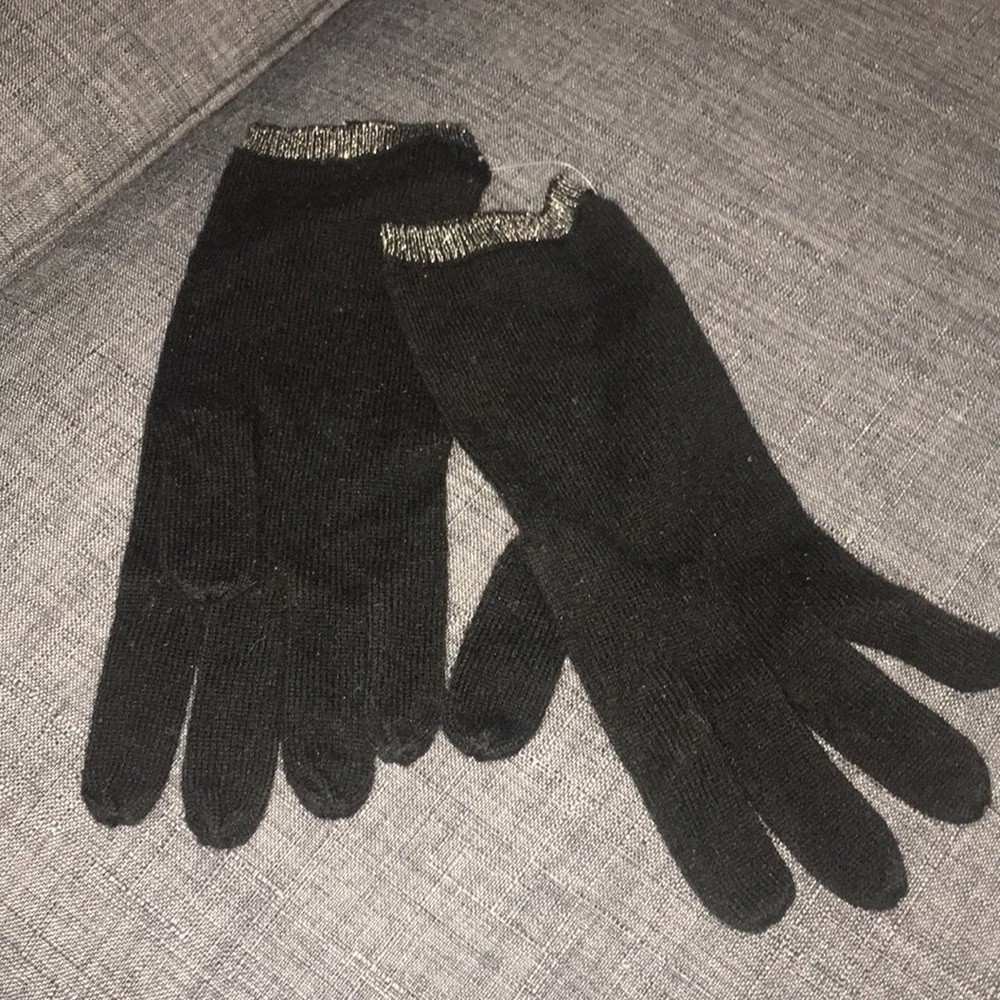 Ann Taylor Cashmere gloves (Black w/ silver trim)